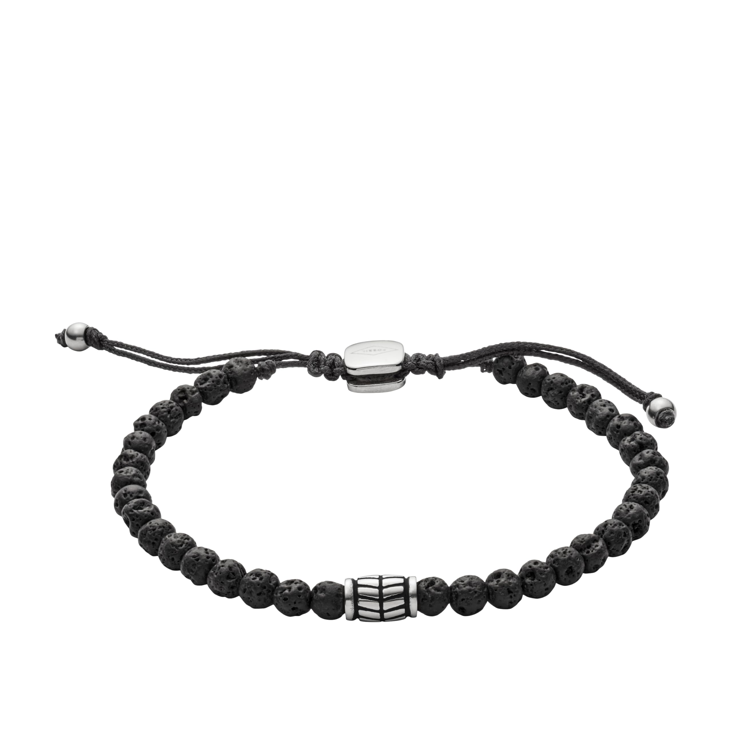 Fossil Men's Beaded Bracelet, Color: Black (Model: JF02887040